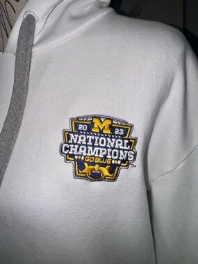 Antigua White and Gray Pullover Hoodie with Drawstrings